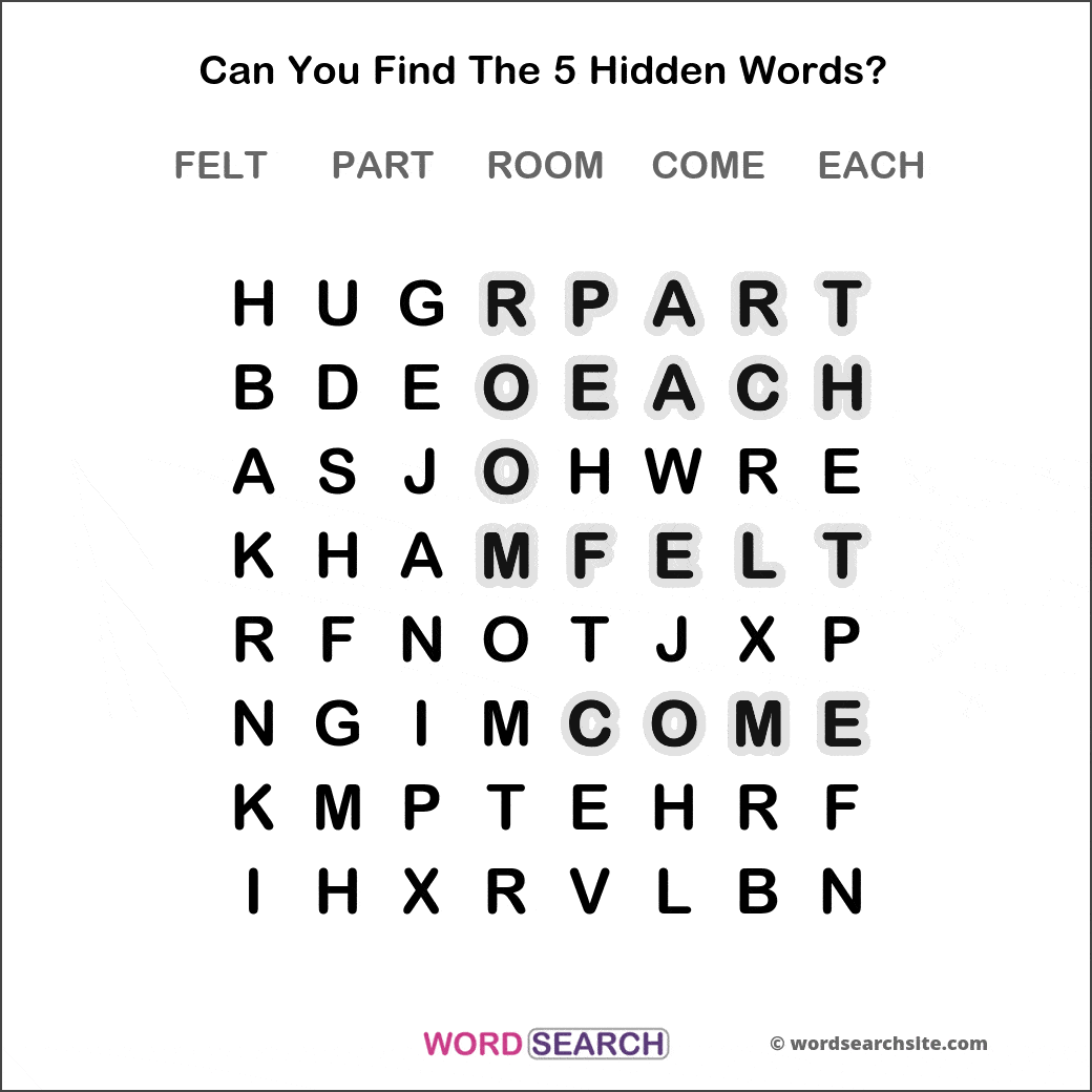 Printable word search image solution